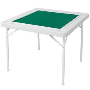 Tavolo da Mahjong Portatile per 4 Giocatori, Pieghevole Quadrato in Feltro Verde con Vassoi Porta Chip e Portabicchieri per il Gioco d'Azzardo - Product Image 1