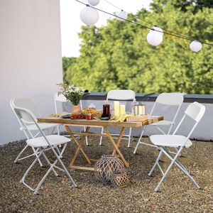 Chaise pliante classique en plastique pour jardin, lot de 6, blanche - Product Image 1