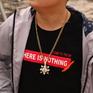 Colgante de Bola 8 con Púas - Colgante de Moissanita Totalmente Engastado en Plata 925, Colgante Hiphop de Moissanita Hecho a Mano por Artesano Indio - Product Image 2