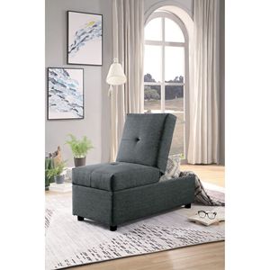 Pouf Contenitore Elegante Grigio 1 pz, Sedia Convertibile Imbottita in Schiuma e Tessuto, Struttura in Legno Massello e Compensato per Soggiorno - Product Image 6