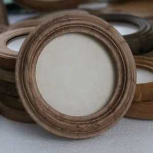 Modern Round Acacia Wood and White Resin Inlay Wall Mirror Circular Minimalist Wood Mirror <b>Frame</b> Artisan Entryway Accessory - Product Image 5