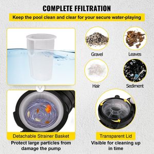 ปั๊มสระว่ายน้ำ 1 แรงม้า แรงดันไฟฟ้าคู่ 110V/220V ประสิทธิภาพสูง 5544GPH พร้อมตัวกรองในตัว - Product Image 5