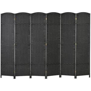 Black 6-Panel <b>Folding</b> Room Divider <b>Screen</b> 5.6 Tall Privacy Freestanding Partition for Home Office - Product Image 1