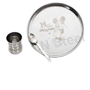 Compartimento thali Juego de servidor de cena de metal tradicional de 5 piezas con plato Thali Juego de cena para niños Juego de tazas - Product Image 1