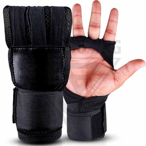 Gants d'entraînement demi-doigts en similicuir respirant avec sangle de poignet réglable pour arts martiaux, usage unisexe adulte, bandages rapides de boxe - Product Image 1