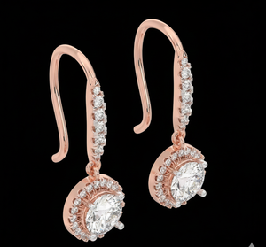 Luxury Customized White Rose Gold 925 <b>Silver</b> Moissanite Dangle Hoop <b>Earrings</b> for Engagement, <b>Wedding</b> and Anniversary Gift - Product Image 1