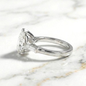 925 Sterling Silver Pear Shape Lab Grown Diamond <b>Ring</b> Gift For Woman Engagement & Anniversary - Product Image 1