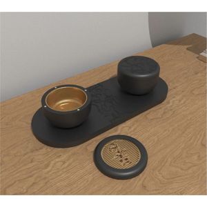 Juego de Quemadores de Incienso Árabes de Metal de Lujo al por Mayor, Quemador de Oud Moderno en Negro Mate con Bandeja y Recipiente de Almacenamiento para Decoración del Hogar - Product Image 2