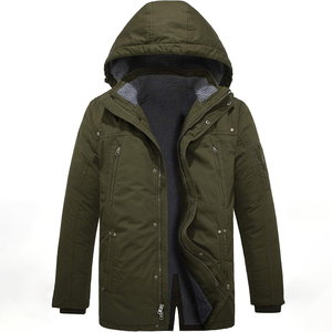 Chaqueta de Invierno para Hombre, Talla Grande, Cálida, con Forro de Sherpa, Capucha Desmontable, Impermeable, Ecológica, Transpirable y de Secado Rápido - Product Image 1