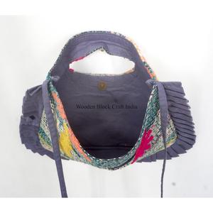 <b>Boho</b> Vintage Kantha Beach Handmade messenger <b>Bag</b> With Embroidery Pattern With Shoulder Sling Length Handle Medium Size - Product Image 3