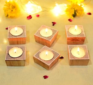 Diwali Wooden Diya Set Home & Office Decorative Wooden <b>Tea</b> <b>Light</b> Candle Holder - Product Image 3