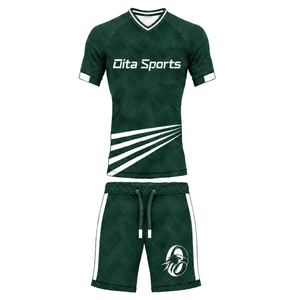 Dark Green Football Jersey <b>Shorts</b> Set Breathable Athletic Team Uniform Training Wear Performance Sports Clothing - Product Image 1
