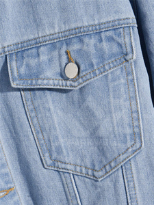 <b>Men's</b> Light Blue Washed Denim Trucker <b>Jacket</b> Button Closure <b>Long</b> Sleeve Oversized Regular Fit Casual Streetwear Jean <b>Jacket</b> - Product Image 4