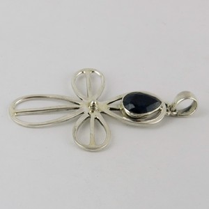 Pendentif élégant en onyx noir plaqué argent, bijoux indiens en argent, style bohème, anniversaire - Product Image 4