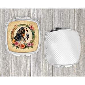 Basset Hound Flowers Miroir de maquillage de voyage compact Cadeau de conception portable pliant pour femmes et filles - Product Image 4