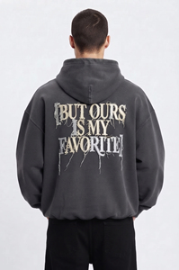 Sweat à capuche homme à épaules tombantes, brodé et effet usé, coupe oversize, lavé, pour l'hiver - Product Image 3