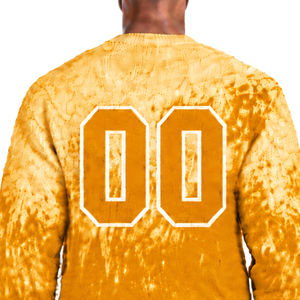 Pull en maille dégradé jaune doré et blanc pour homme, col rond, manches longues, personnalisé, style streetwear décontracté, mode hiver - Product Image 4