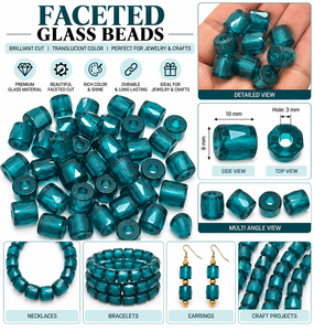 Cuentas de Vidrio Facetadas de 10 mm, Color Azul Turquesa, en Forma de Barril, para la Fabricación de Joyas, Pulseras, Collares, Pendientes, Proyectos de Manualidades, Venta al por Mayor - Product Image 6