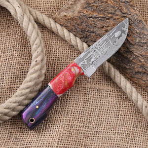 Cuchillo de caza nórdico de hoja fija de acero 12C27 con punta de gota y mango de resina de grado industrial, personalizado OEM, con acabado ácido. - Product Image 3