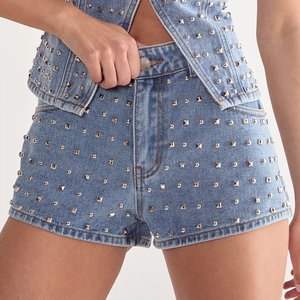 Shorts de mezclilla para mujer OEM, shorts de cintura alta, shorts de verano transpirables, ropa informal ligera, suministro de fábrica - Product Image 5