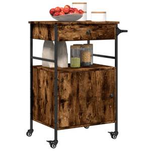 Chariot de cuisine en bois d'ingénierie en chêne fumé 22''x16.9''x35.2'' - Îlots et chariots de cuisine - Product Image 6