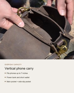 Bolso bandolera vintage de cuero genuino marrón para hombre y mujer, con hebilla de latón, cuero de grano completo, bolso de cuero unisex. - Product Image 4