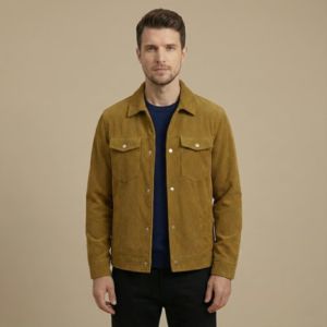 เสื้อแจ็คเก็ตผ้าลูกฟูกสำหรับผู้ชาย เสื้อแจ็คเก็ตเชิ้ตติดกระดุมลำลองทรงเข้ารูป - Product Image 3