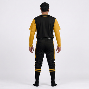 ชุดเบสบอลชาย เสื้อเจอร์ซีย์และกางเกงขายาว ผ้าโพลีเอสเตอร์ 100% ระบายเหงื่อได้ดี ติดกระดุม แขนครึ่งตัว ปรับขนาดได้ตามต้องการ - Product Image 3