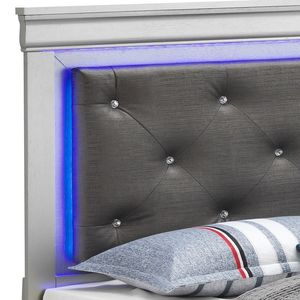 Lit Queen Size Lorana G6500C QB3 Silver Champagne, lit capitonné élégant - Product Image 6