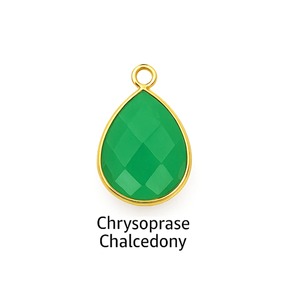 Chrysoprase Chalcedony Faceted Pear-Shaped Gemstone Pendant 15x20mm <b>Rose</b> Gold Plated Bezel Set Birthstone Charm Jewelry Making - Product Image 1