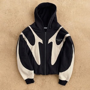 Découvrez le sweat à capuche zippé Impex pour homme, vert et rouge, style color block, coupe oversize, streetwear décontracté, en molleton, manches classiques, collection automne - Product Image 2