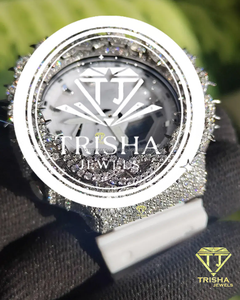 VVS Moissanite <b>Diamond</b> Crown Thorn Bezel <b>Watch</b> in 925 Sterling Silver White Luxury Timepiece - Product Image 4