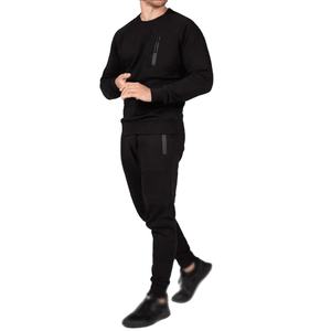 Men's Custom Sports Sweatsuit Solid Pattern Printed Collar Hoodie Sweatpants Wholesale Two-Piece Running Fitness Training Sets - Product Image 4