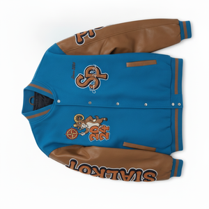 Veste de sport en PU bleu pour homme avec design brodé Sialkot 2024 et col rabattu, vêtement décontracté pour l'automne - Product Image 4