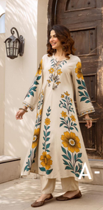 Vestido Túnica Casual Holgado con Estampado Floral, Cuello en V, 100% Algodón, Estilo Maxi, para Uso Diario - Product Image 1