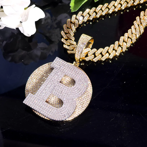Custom Name Initial Letter Logo Charm Pendant S925 Silver Rhodium Plated VVS Moissanite Iced Hip Hop Medallion Bespoke Jewelry - Product Image 2