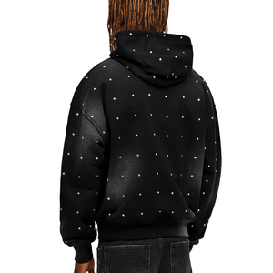 Luxury <b>Retro</b> Star Pattern Hoodie Men 100% Cotton Heavy Weight Drop Shoulder Pullover High Quality Y2K Aesthetic Baggy Sweatshirt - Product Image 4
