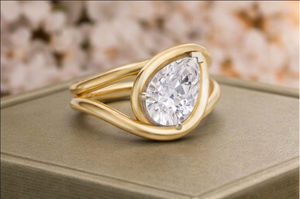 14K Gold Marquise Cut Diamond Toi Et Moi Bypass Engagement Ring <b>Wrap</b> Infinity Design Modern Minimalist Party Men's Jewelry - Product Image 4