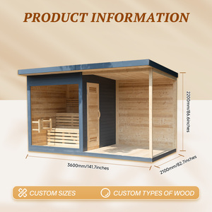 Sauna Exterior de Lujo <span class=keywords><strong>con</strong></span> Bañera de Hidromasaje Frío, Casa de Sauna de Madera Termotratada para Bienestar, Spa, Villa, Jardín, Terapia - Product Image 3