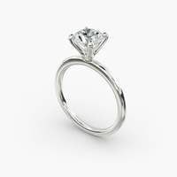 Bague de fiançailles en diamant rond brillant en argent, style classique pour femmes