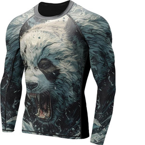 Custom Men's Rash Guard Performance <b>Compression</b> <b>Shirt</b> with Stretch Fabric for Surfing MMA and Fitness Training - Product Image 1