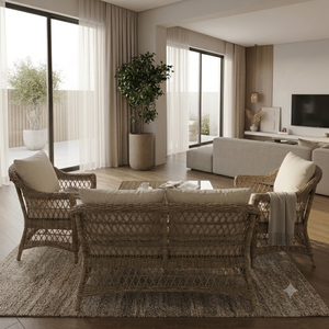 Modern Natural Rattan Outdoor <b>Dining</b> <b>Armchair</b> Handwoven Wicker Cushion Apartment Luxury Villa Resort Furniture - Product Image 4