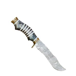 Handmade Custom Damascus Straight Fixed Blade <b>Bone</b> <b>Handle</b> Industrial Grade 3-Year Warranty Outdoor Camping Hunting Bowie <b>Knife</b> - Product Image 1