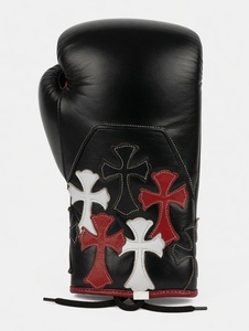 BOXING FORGE Custom Handmade Black Cowhide Leather Boxing <b>Gloves</b> | <b>Gothic</b> Cross Patch Design | Pro Training Sparring | - Product Image 5