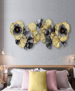 Décoration murale en métal contemporaine, motif floral, feuillage doré et noir, grande taille 33-40 pouces, décoration intérieure - Product Image 6