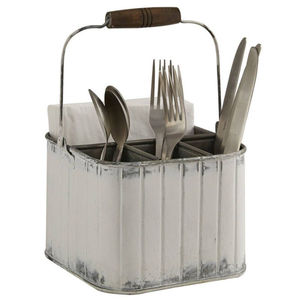 Porta cubiertos de metal galvanizado de 3 compartimentos con asa para encimera de cocina, organizador de utensilios para cucharas, cuchillos y tenedores. - Product Image 5