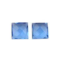 Magnifiques perles de pierres précieuses en Tanzanite bleu clair facettée, taille carrée haute, en quartz TZ, créées en laboratoire, certifiées par un tiers, en vrac