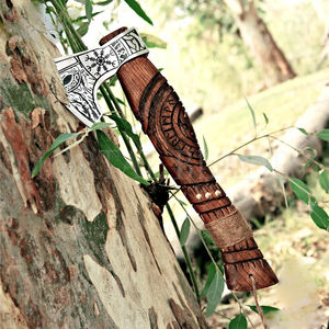 Hacha Vikinga de Acero al Carbono Forjado Personalizada, Hacha con Mango de Madera de Fresno, Hacha Real para Caza al Aire Libre, Hacha Vikinga Tipo Tomahawk - Product Image 3