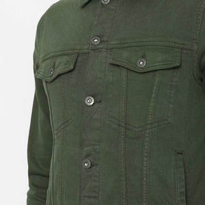 Veste en jean vert olive personnalisée, vente en gros, poches à rabat sur la poitrine, fermetures à boutons, vêtements de travail décontractés, vêtements d'extérieur pour hommes, OEM USA Bulk Co - Product Image 6