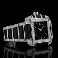 Montre mécanique ETA de haute qualité avec verre carré en cristal de moissanite, bracelet durable en acier inoxydable, aiguilles pour hommes et femmes, style moderne